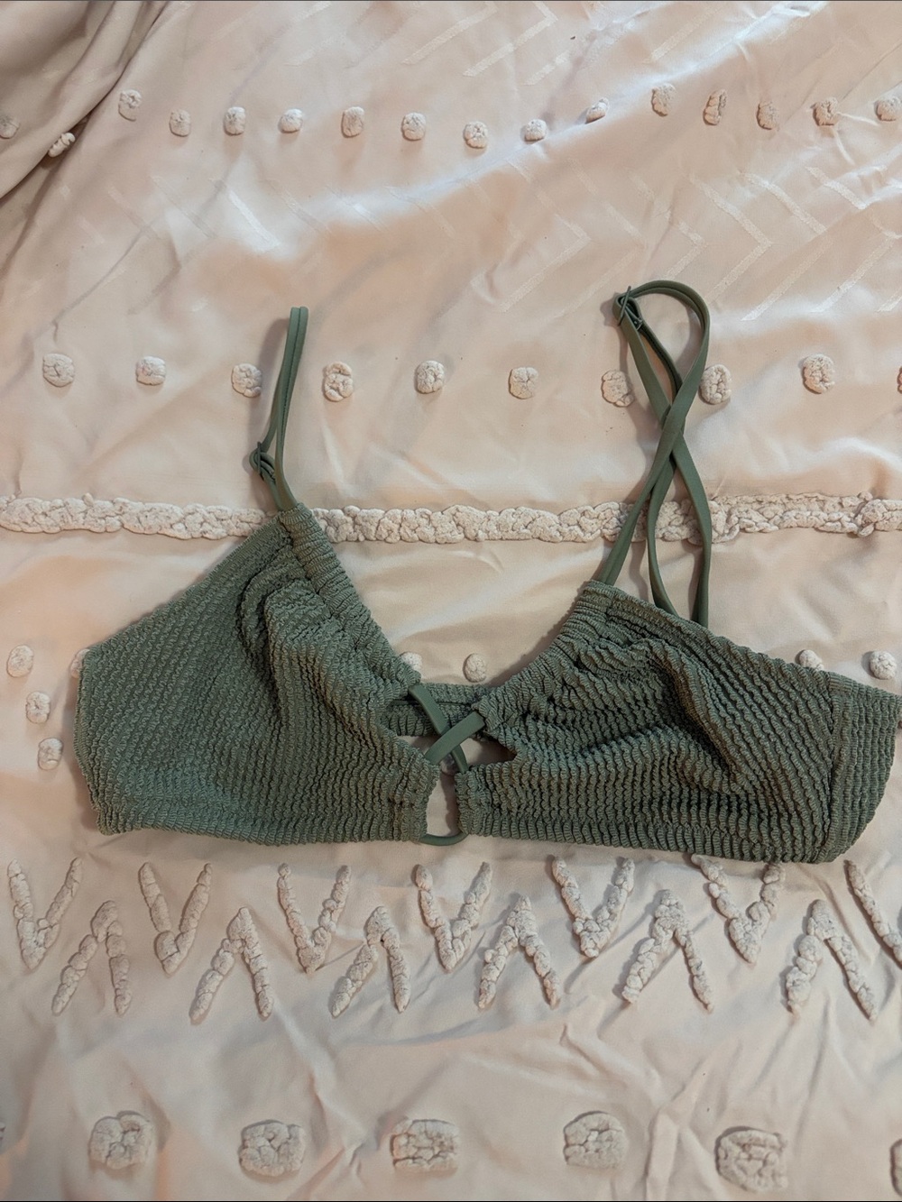 aerie Textured Sage Green Bikini Bralette